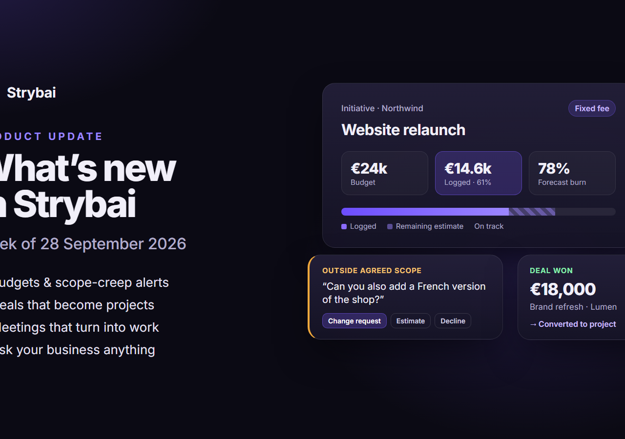 What's new in Strybai — week of 28 September 2026